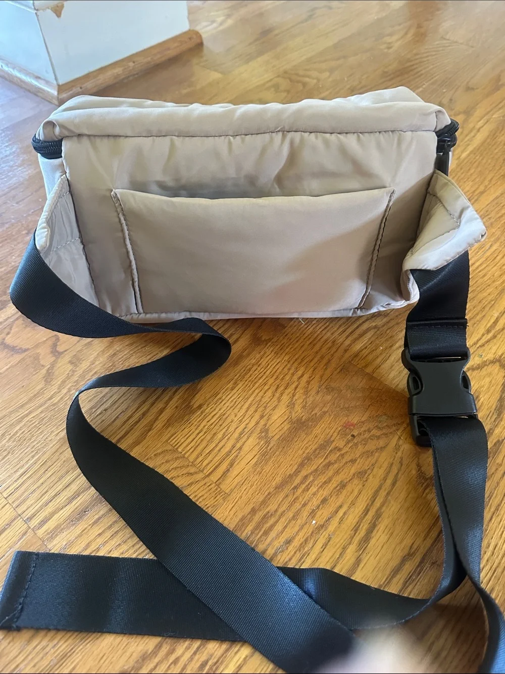 Beige Quilted Women's Cosmetic Pouch - Lightweight Travel Organizer